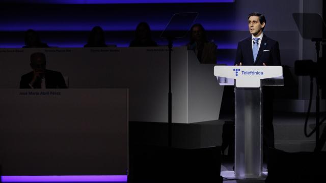 José María Álvarez-Pallete, presidente de Telefónica, en la junta general de accionistas de la compañía de 2023.