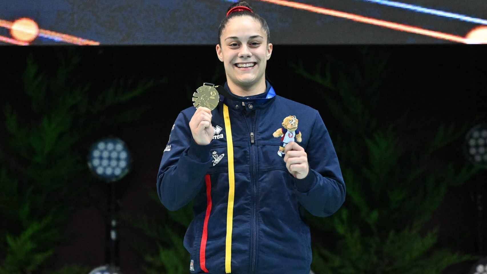 Melania Rodríguez se proclama campeona europea de mini-tramp en Guimaraes, Portugal.