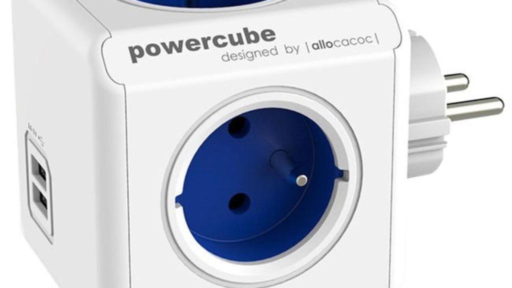 Base múltiple de 4 enchufes POWERCUBE con USB, sin cable.