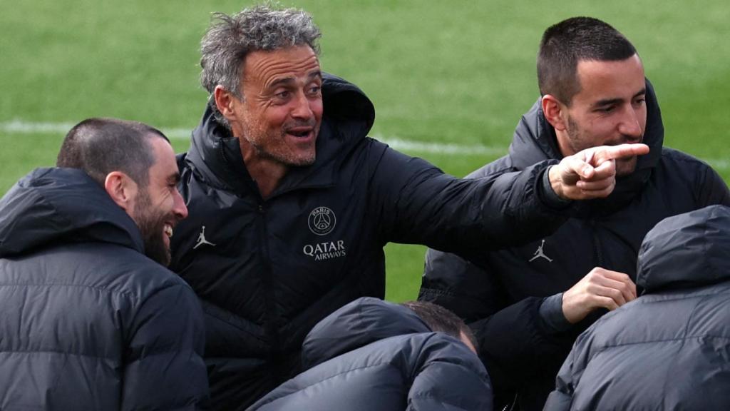 Luis Enrique, en un entrenamiento del PSG