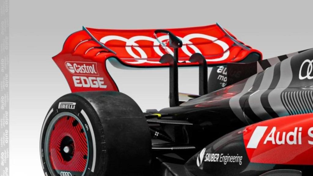 Detalle del alerón trasero de la maqueta de Audi para 2026