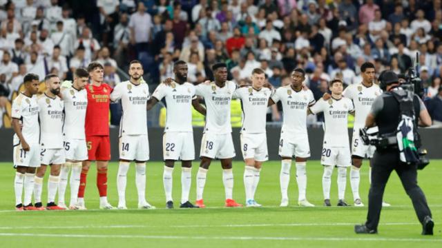 Los jugadores del Real Madrid antes de un partido