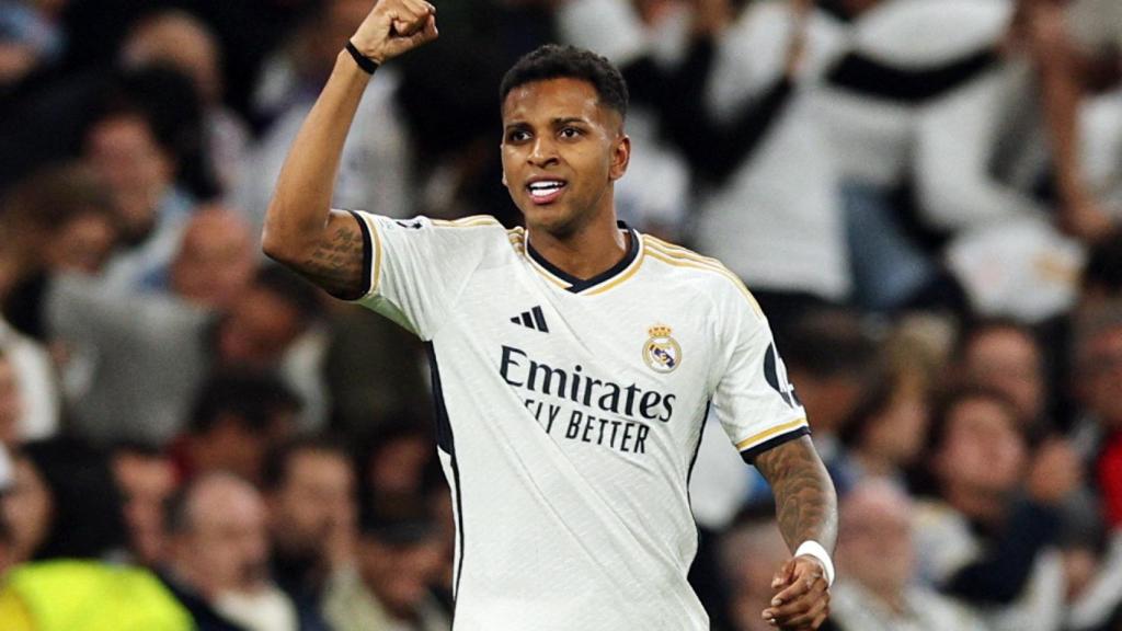Rodrygo celebra su gol frente al Manchester City.