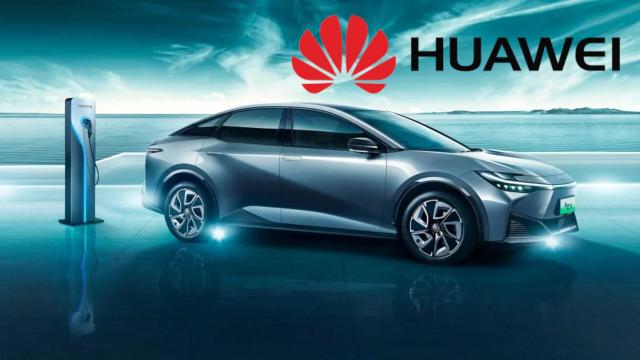 Toyota bZ3 con el logotipo de Huawei