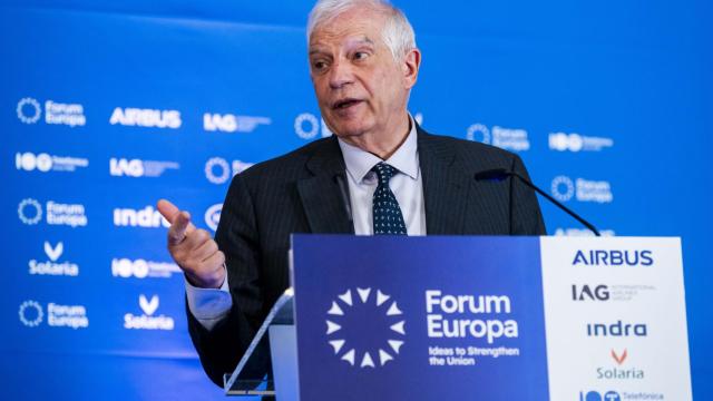El jefe de la diplomacia europea, Josep Borrell, durante su discurso de este martes en Bruselas