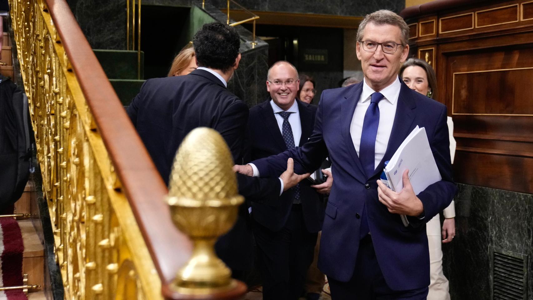 El líder del PP, Alberto Núñez Feijóo, este miércoles en el Congreso.