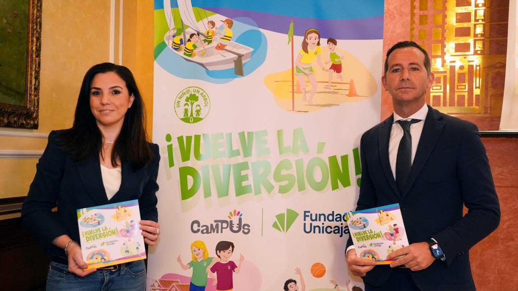 Cristina Rico y Manuel Dorado en la presentación del campus de la Fundación Unicaja.