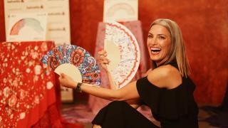 Laura Sánchez el pasado martes, 9 de abril, en la presentación de los abanicos.