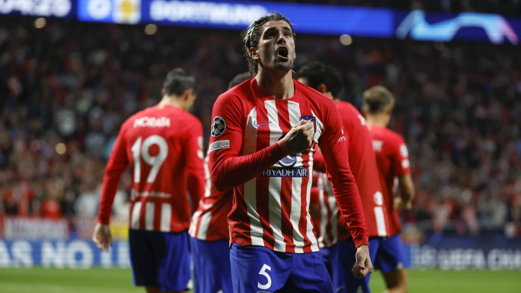De Paul celebra su gol ante el Dortmund.