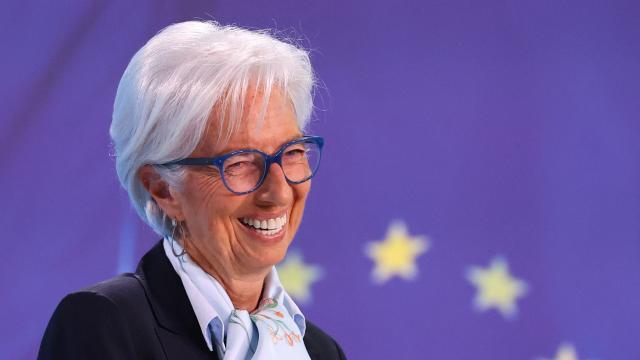 La presidenta del BCE, Christine Lagarde, durante una rueda de prensa.