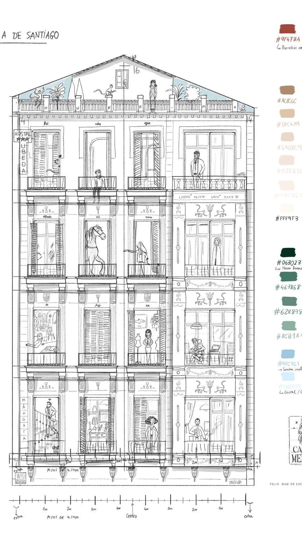 Uno de los bocetos del diseño de Félix Díaz Escauriaza para el mural.