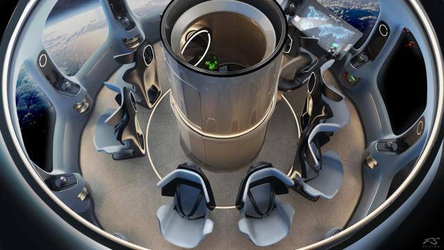 Diseño del interior de la cápsula de turismo espacial de HALO Space.
