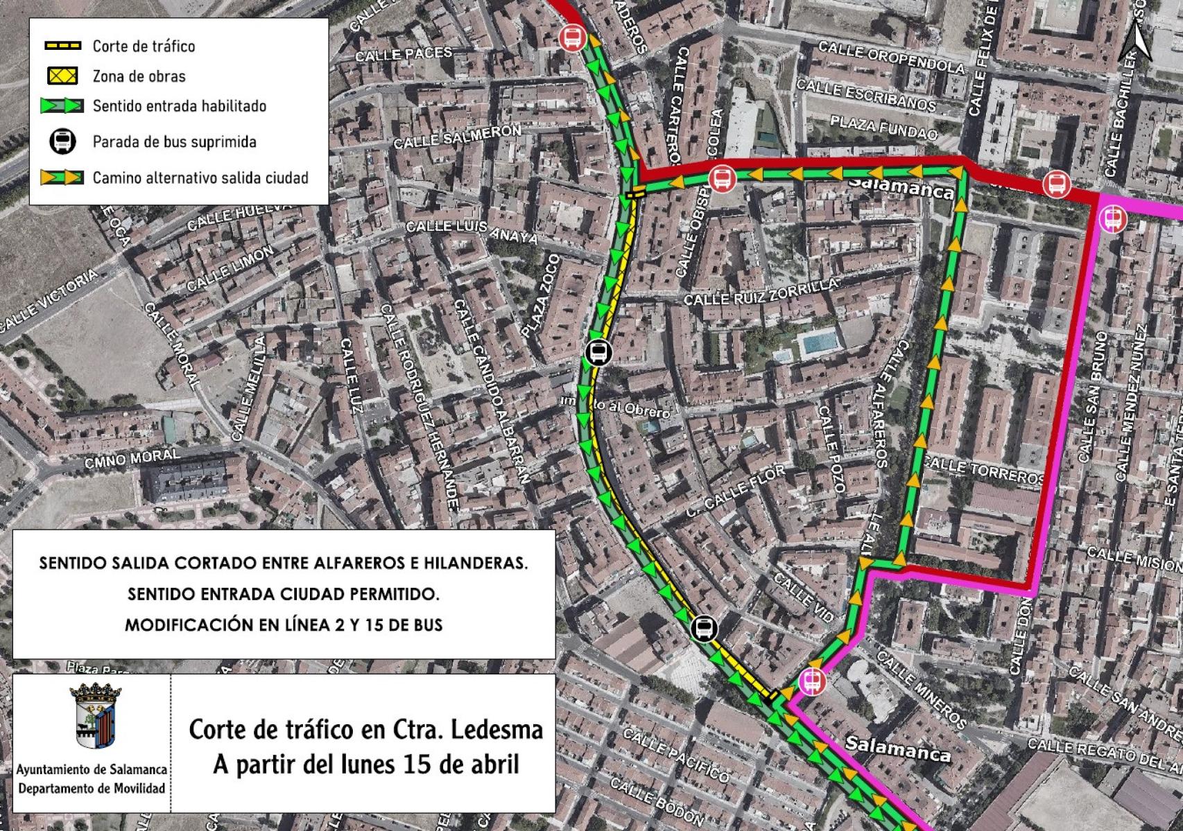 Corte de trafico Carretera de Ledesma