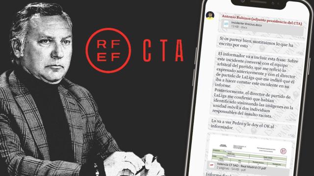 Medina Cantalejo y uno de los mensajes enviados por su adjunto con el informe manipulado del Valencia CF - Real Madrid CF