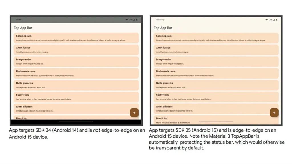 El soporte a edge-to-edge apps en Android 15