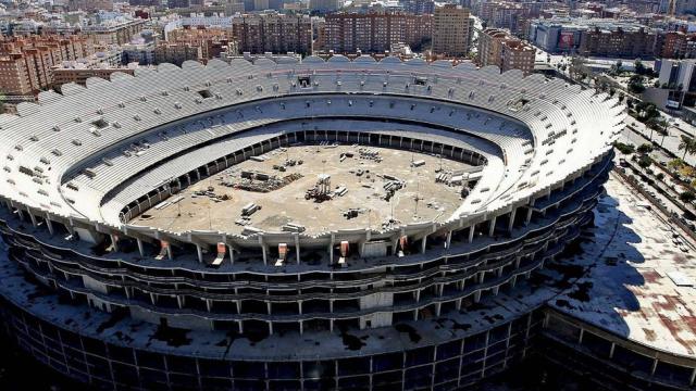 Las obras del Nuevo Mestalla, paralizadas desde 2009.