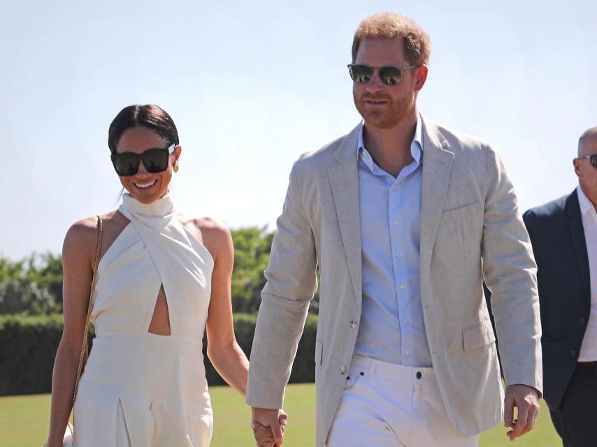 Harry y Meghan, sonrientes, en su acto público de este pasado viernes, en Miami.