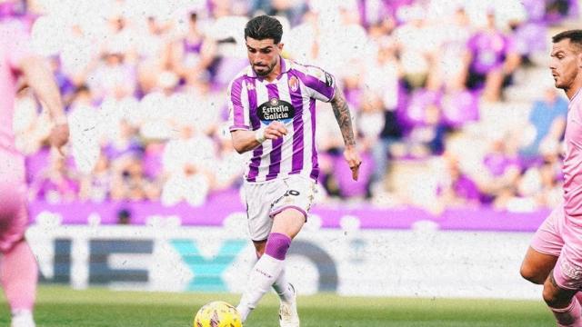 Monchu, el autor del gol del Pucela, durante el partido de este sábado.