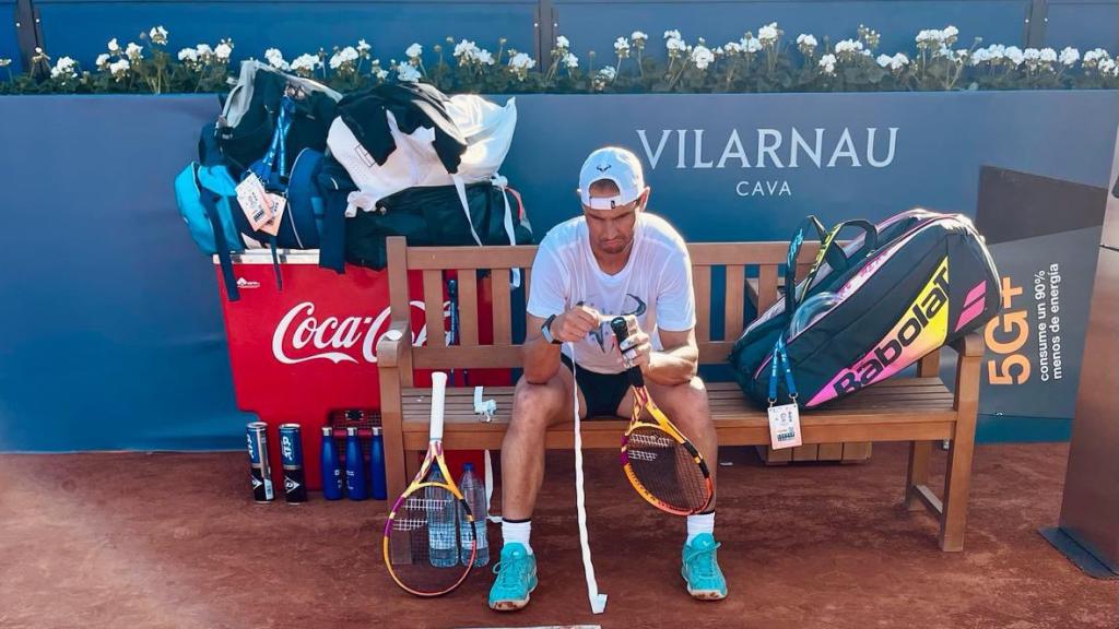 Rafa Nadal, durante un entrenamiento antes del Conde de Godó