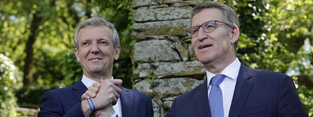 El líder del PP, Alberto Núñez Feijoo, y el presidente de la Xunta, Alfonso Rueda.