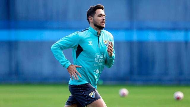 Nelson Monte durante un entrenamiento con el Málaga CF
