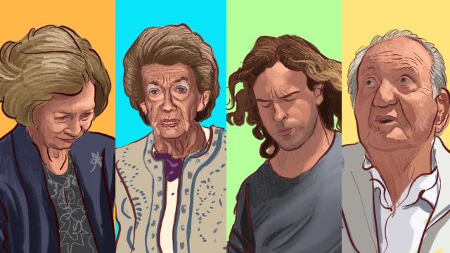 La reina Sofía, Piru Urquijo, Daniel Sancho y Juan Carlos I.