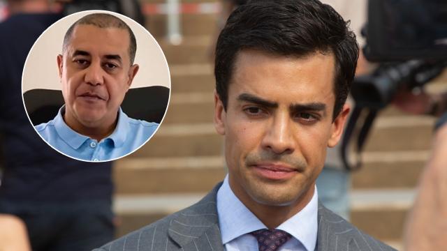 El abogado Juan Gonzalo Ospina, representante de la familia de Edwin, en un fotomontaje de EL ESPAÑOL con el cirujano.