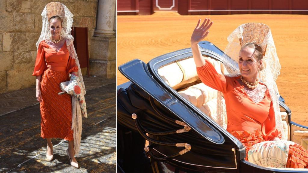 Sandra Ibarra, en dos momentos de su gran día en Sevilla.