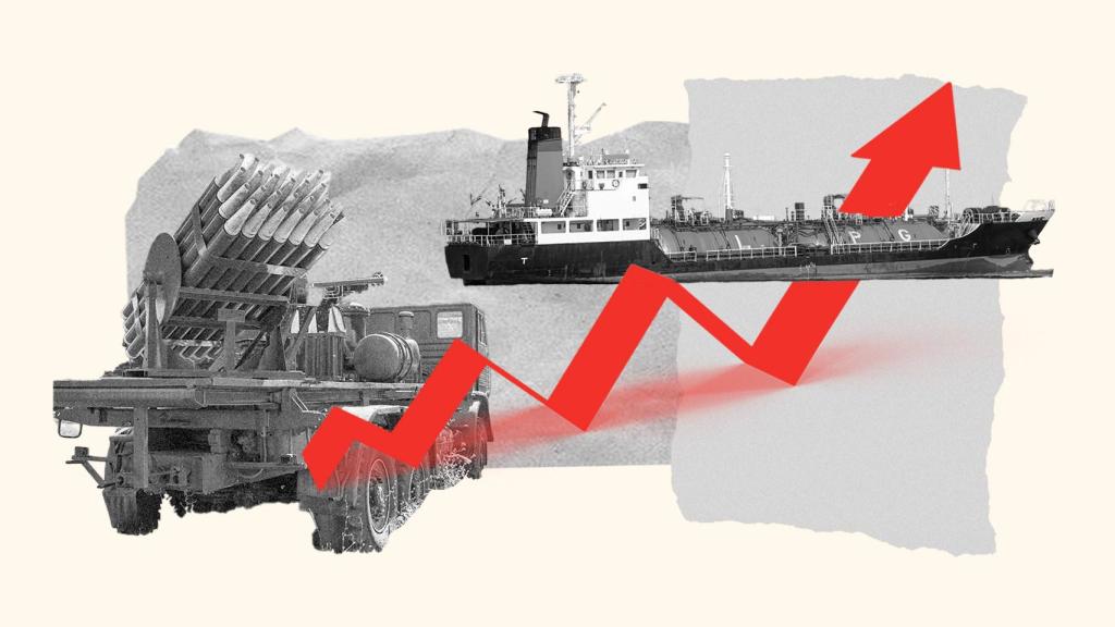 Ilustración sobre  la posible escalada de los precios del petróleo tras el ataque de Irán a Israel.