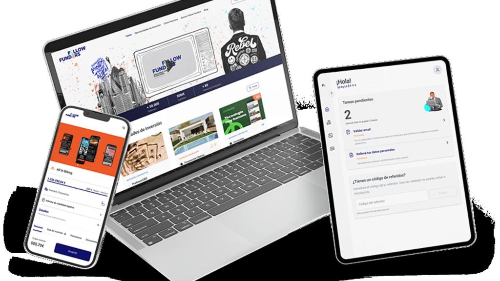 Montaje con la plataforma de Fellow Funders.