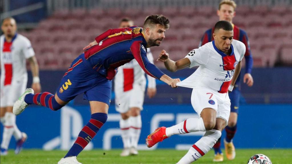 Kylian Mbappé, durante el partido de Champions League contra el FC Barcelona en 2021