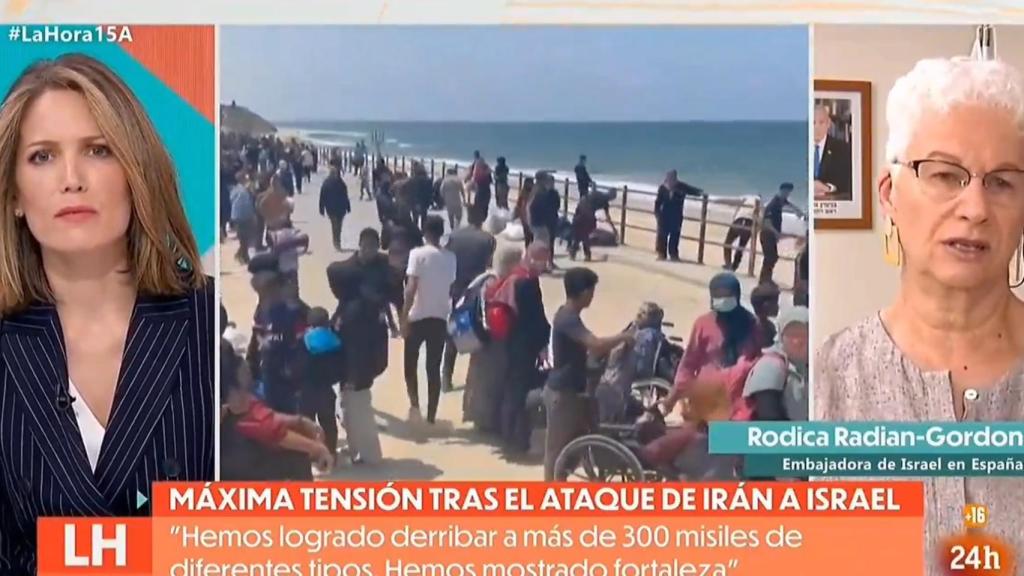 Silvia Intxaurrondo entrevista a la embajadora de Israel, Rodica Radian-Gordon, en 'La hora de La 1'.