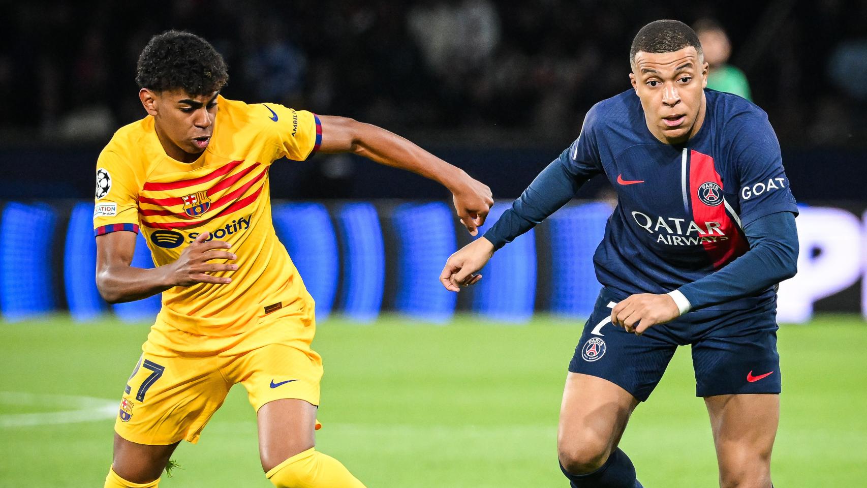 Lamine Yamal y Kylian Mbappé, en la Champions League