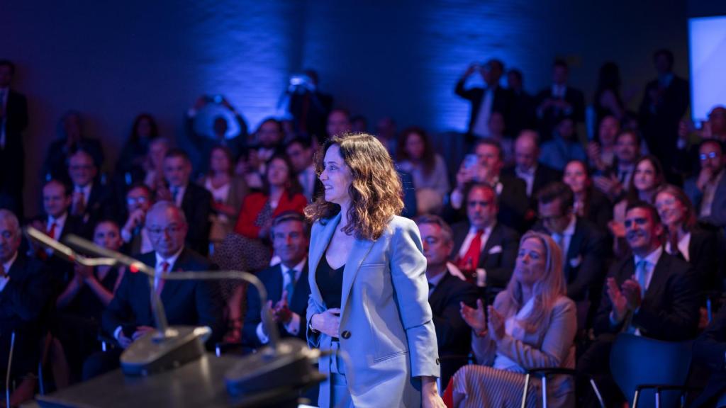 La presidenta de la Comunidad de Madrid, minutos antes de intervenir en Wake Up, Spain!