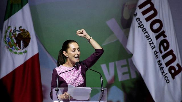 Claudia Sheinbaum, presidenta de México, en un acto de campaña.