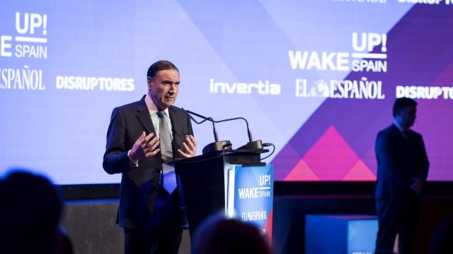 El presidente ejecutivo y director de EL ESPAÑOL , Pedro J. Ramírez, en la apertura de la cuarta edición de 'Wake Up Spain!' este lunes 15 de abril.