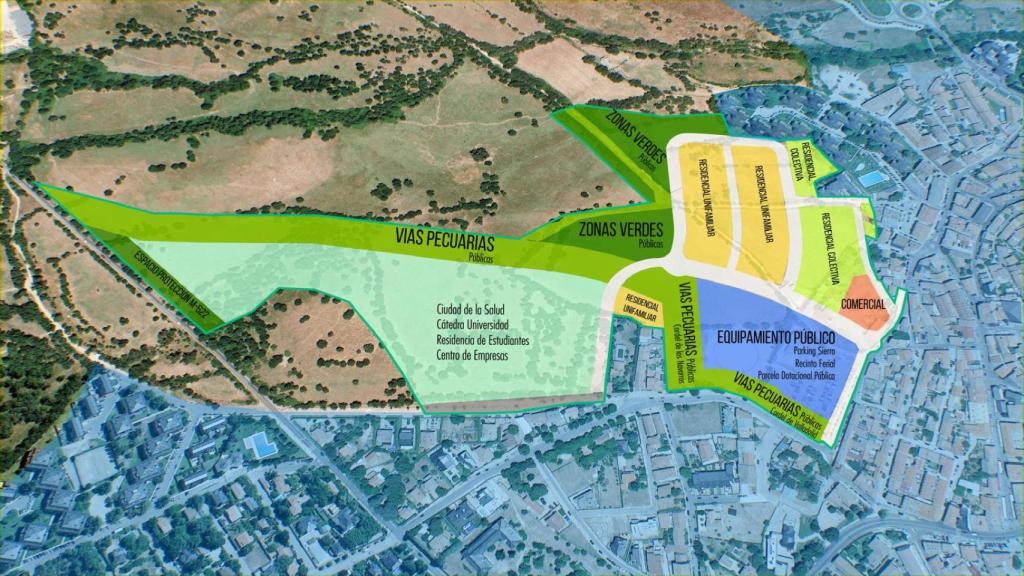 División de espacios planteado en el proyecto 'Ciudad de la Salud', en Guadarrama.