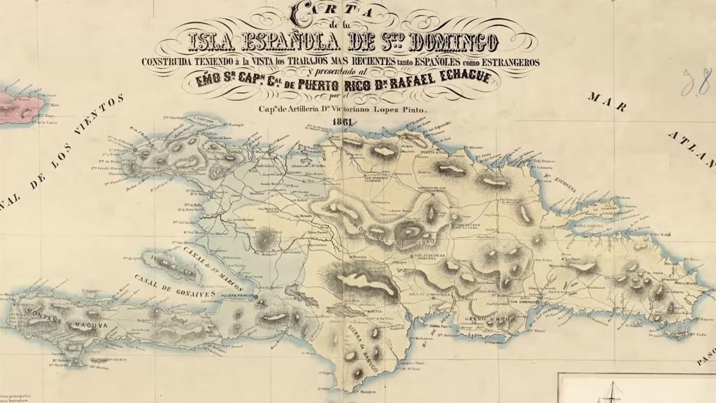 Mapa de la provincia española de Santo Domingo en 1861.