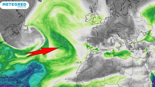 Las masas de aire húmedo que impulsan la DANA hacia España. Meteored.