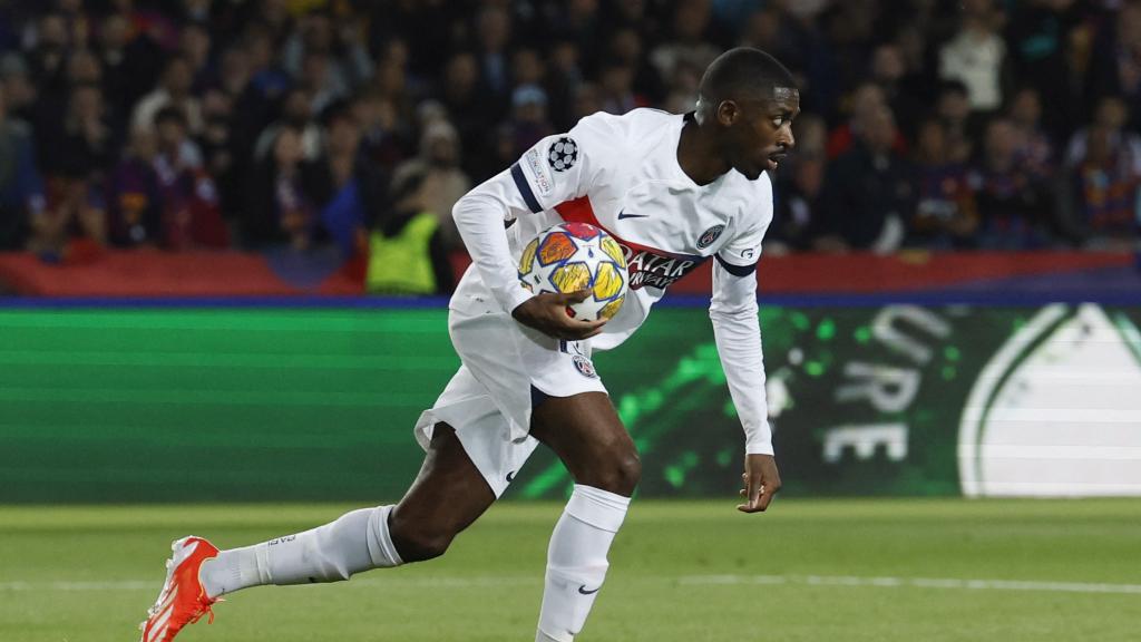 Dembélé, tras marcar el gol frente al Barça.