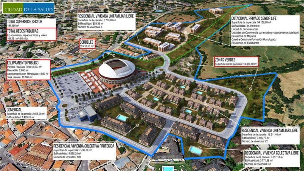 Proyección virtual de la 'Ciudad de la Salud' propuesta en Guadarrama.