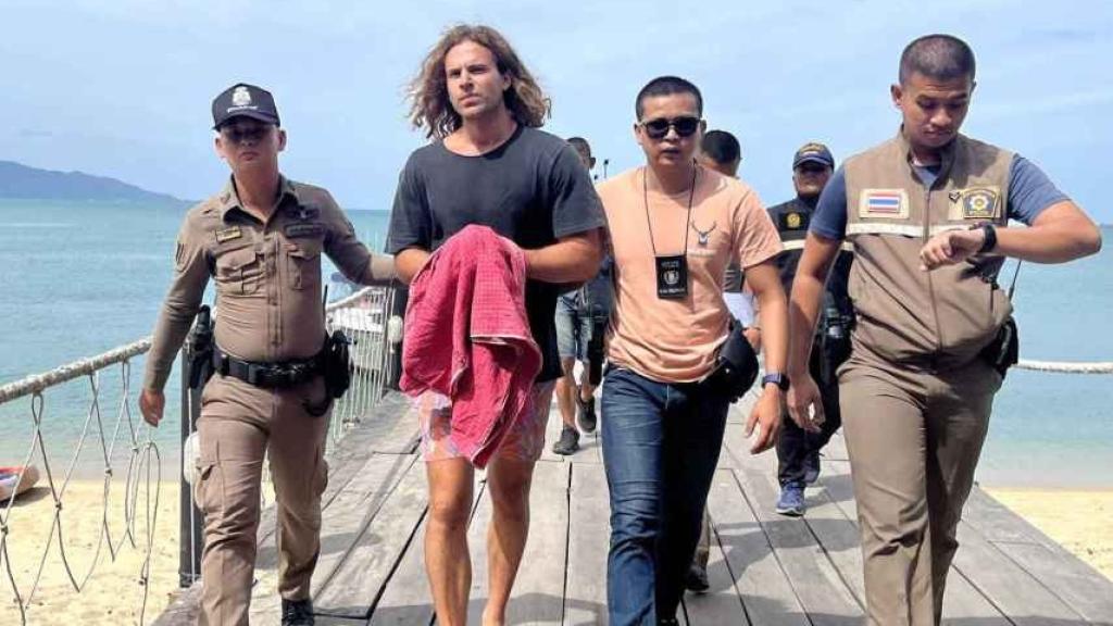 Daniel Sancho minutos antes de ingresar en prisión provisional en Koh Samui.