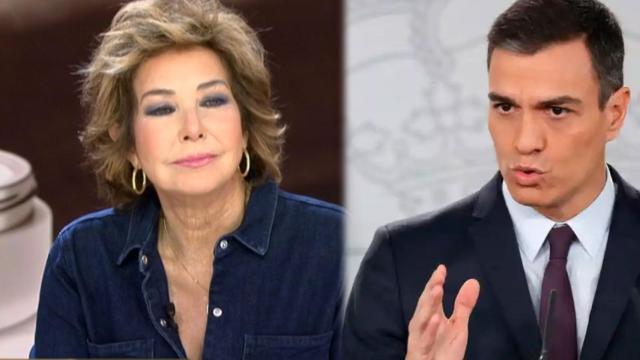 Ana Rosa Quintana, en 'TardeAR', en un montaje junto a Pedro Sánchez.