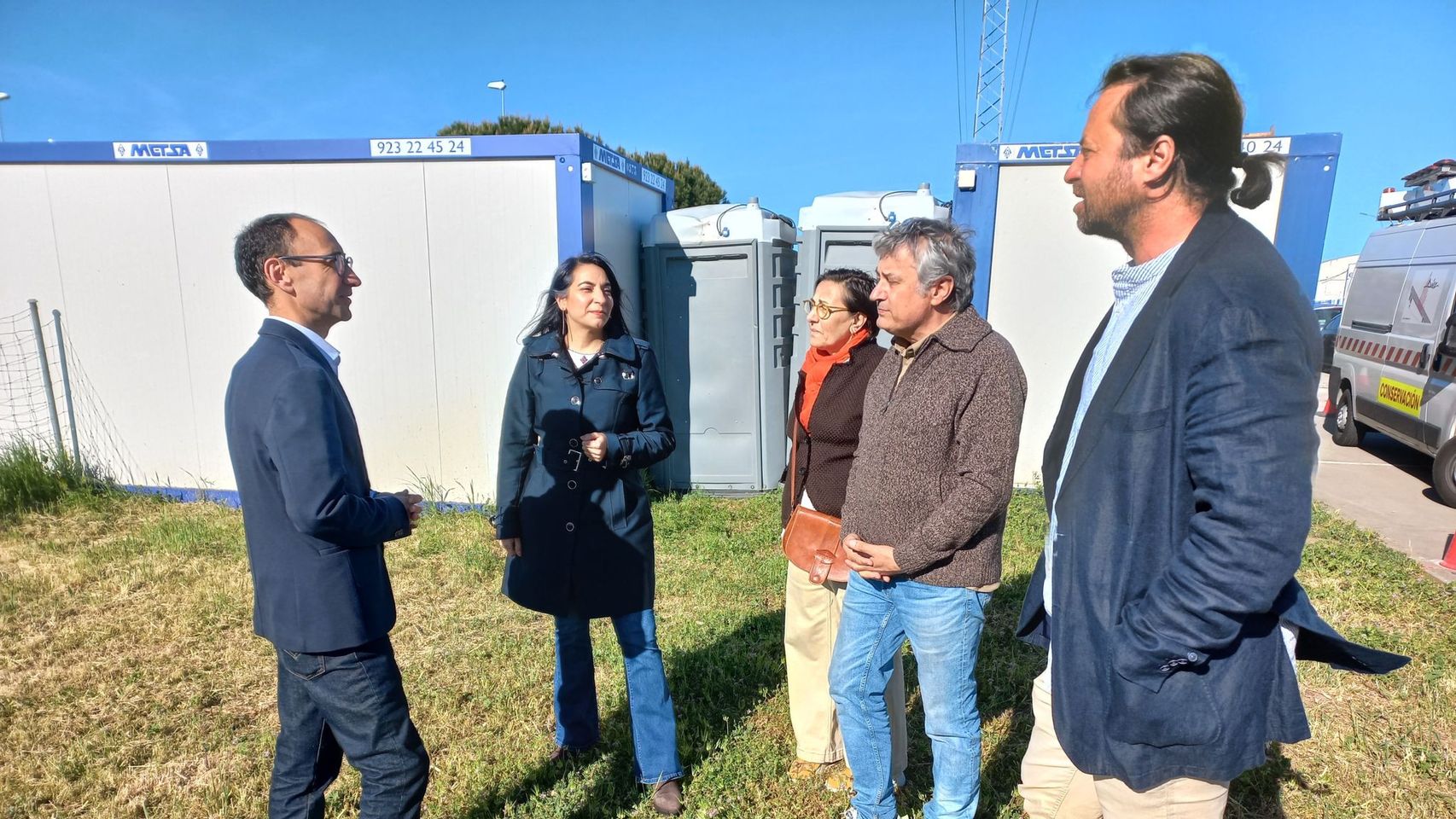David Serrada, Sara Sánchez, Begoña Torres, Fernando Rubio y Antonio Cámara durante la visita a las obras