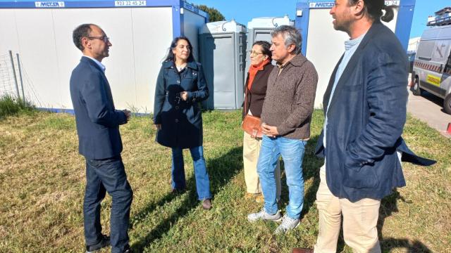 David Serrada, Sara Sánchez, Begoña Torres, Fernando Rubio y Antonio Cámara durante la visita a las obras