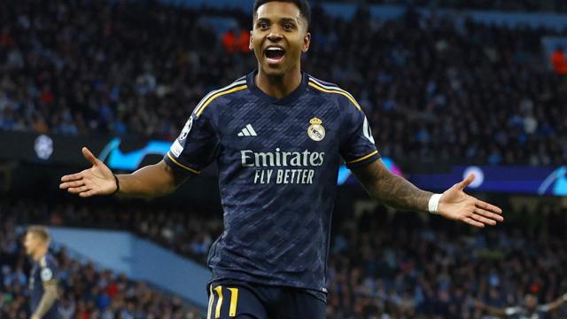 Rodrygo celebra su gol frente al Manchester City.