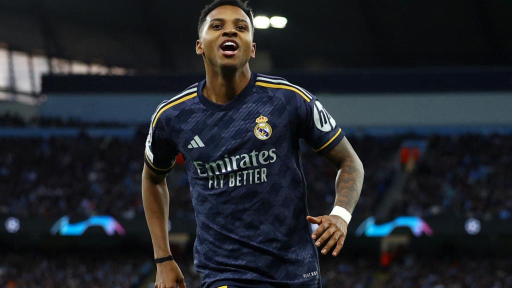 Rodrygo celebra su gol frente al Manchester City.