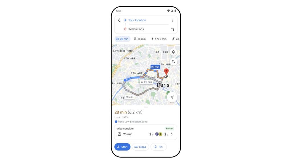 Nuevas rutas alternativas de Google Maps