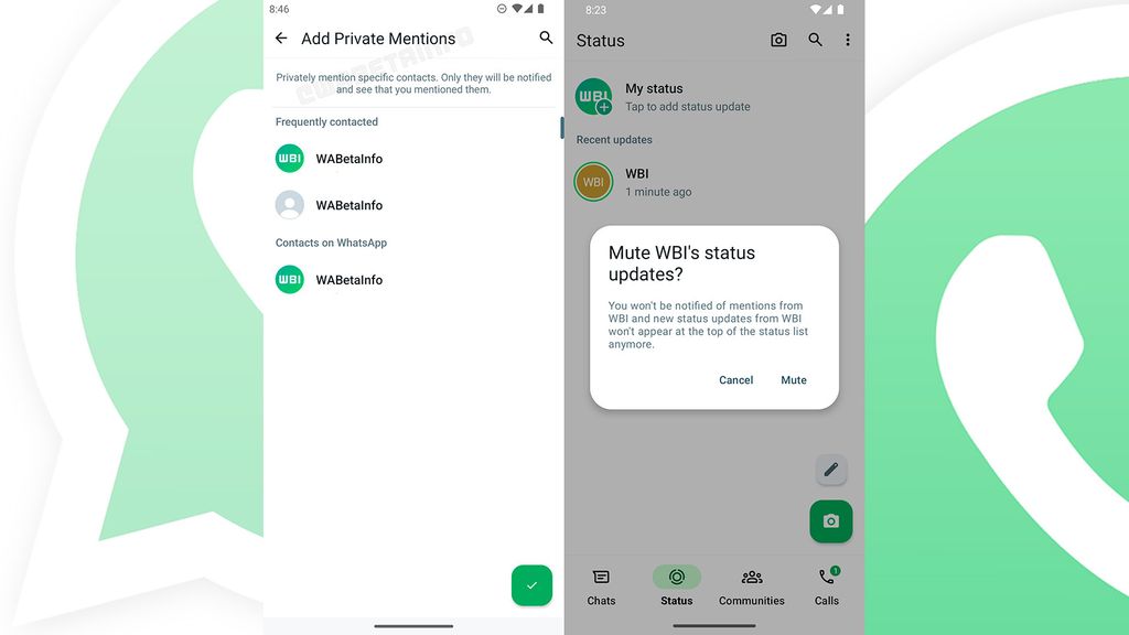 Las nuevas menciones en los estados de WhatsApp