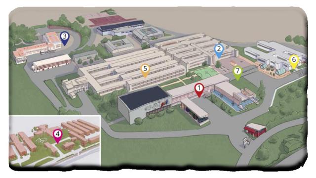 Plano del complejo educativo Ciudad Escolar.
